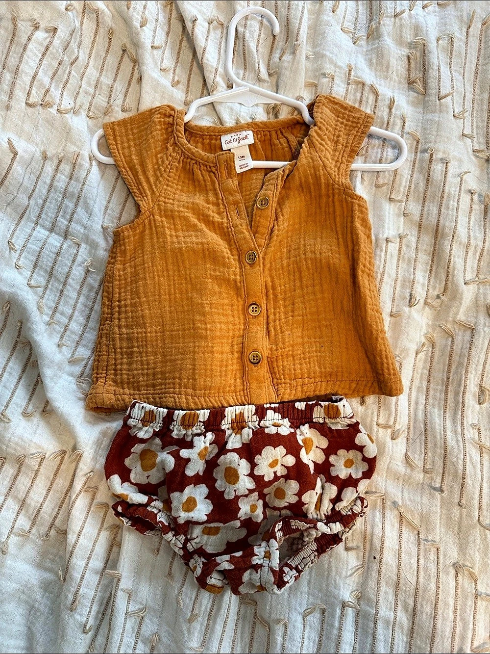 Cat & Jack Floral Baby Set Orange & Red Baby 12M
